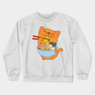 Cat Eating Spaghetti Crewneck Sweatshirt